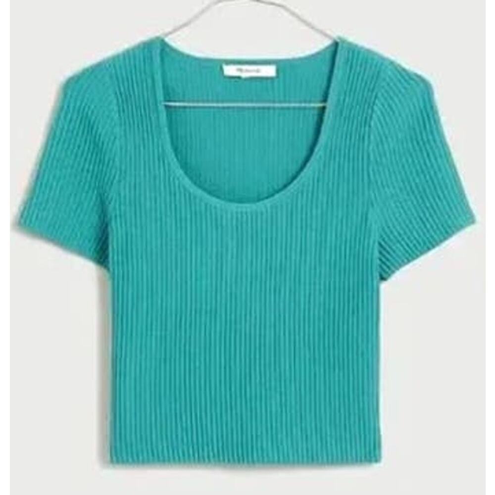 Madewell Sculpt Ottoman Stretchy Short Sleeve Crop Tee Shirt US Women's S New